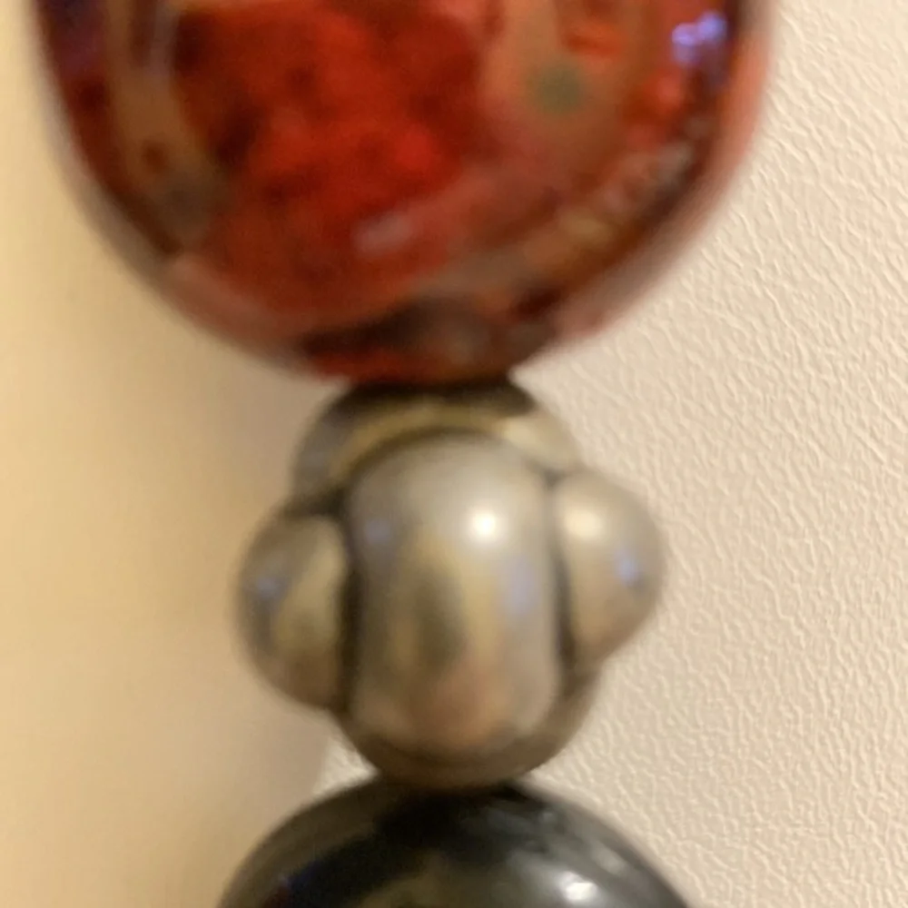 Vintage chunky brown/black/pewter beaded necklace